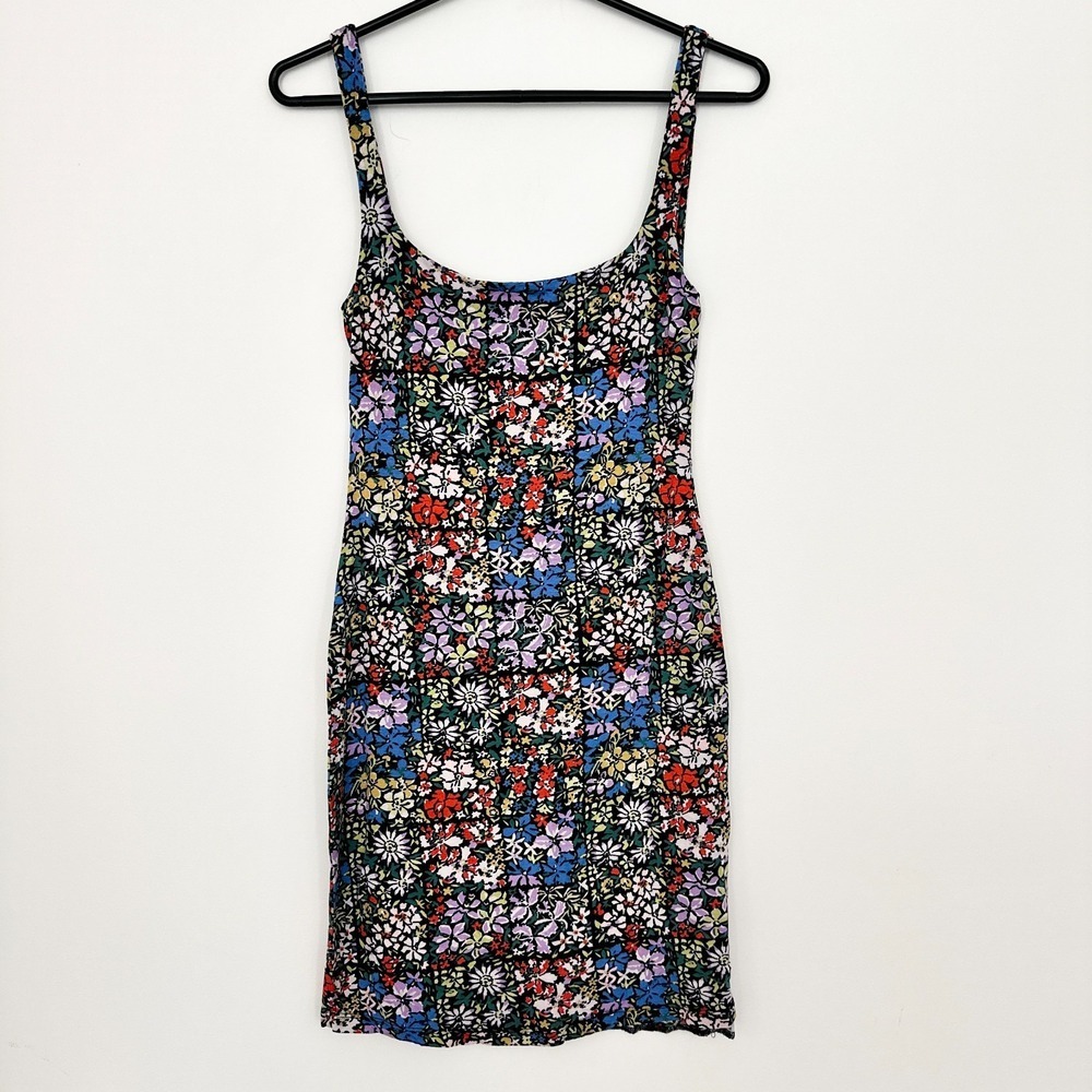 Urban Outfitters Dress‎ Small Bodycon Mini Tank Floral Colorful Justine 90s Boho